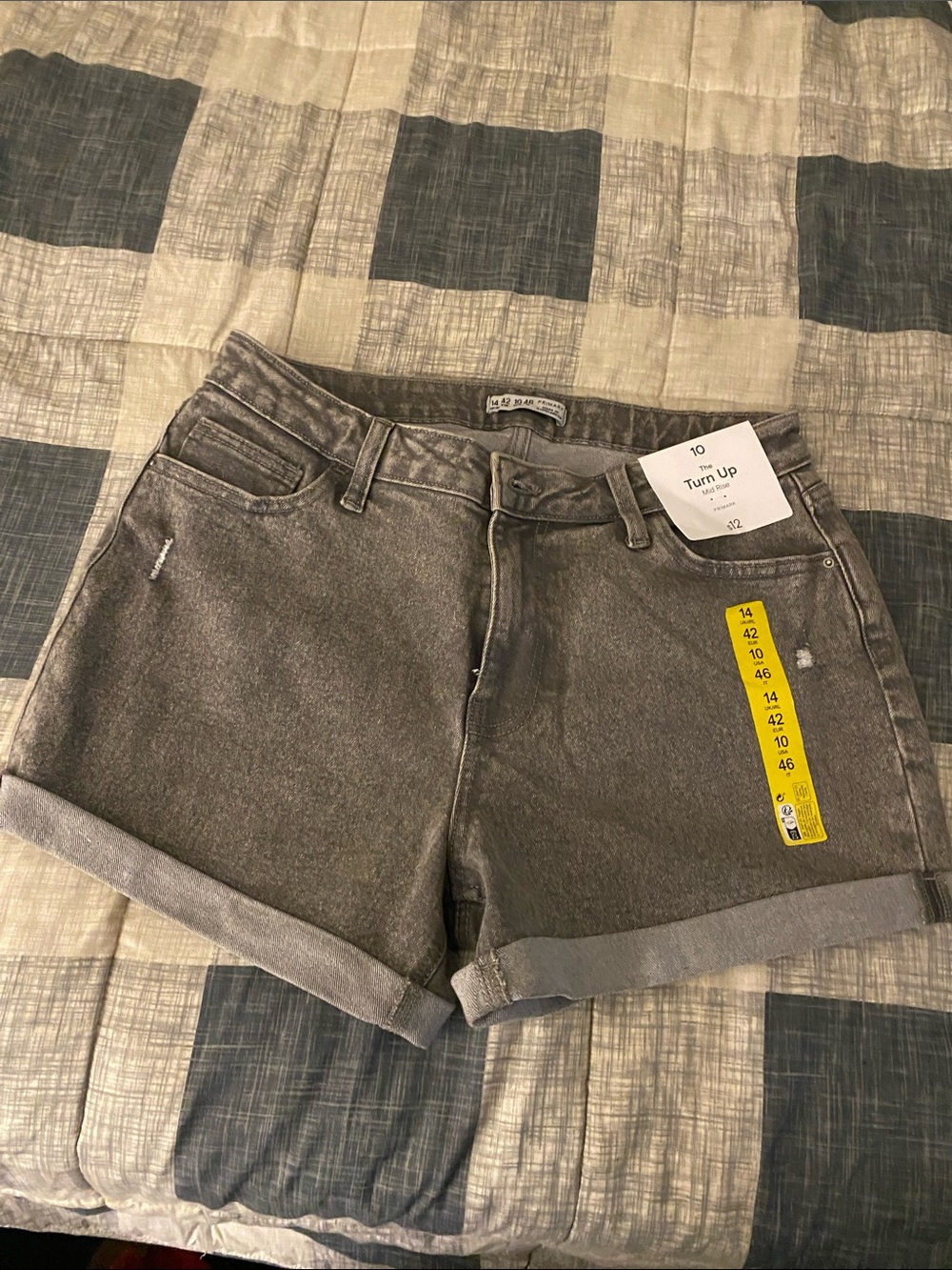 Primark Women's Washed Gray Rolled-Hem Denim Shorts - Stretch